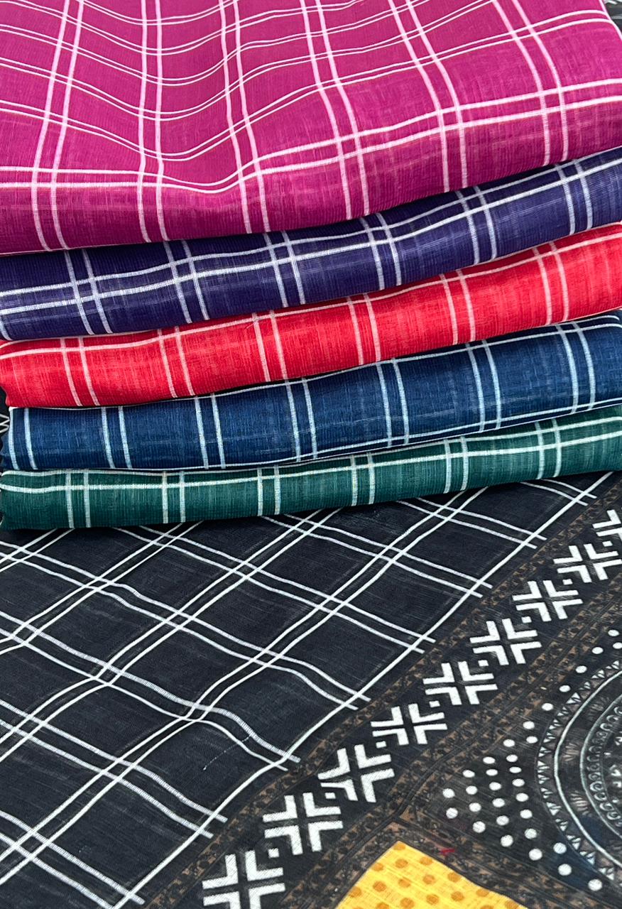MG 393 Linen With Gold Jari Border Printed Daily Wear Sarees Wholesale Shop In Surat
